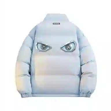 鸭鸭 学院风创意字母机械眼印花简约时尚设计运动休闲美式潮流户外通勤防风防寒蓬松舒适百搭保暖立领面包羽绒服 男女同款