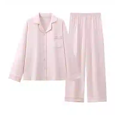 静英鸾 休闲简约甜美时尚翻领印花蝴蝶结亲肤舒适可外穿家居服睡衣套装 女款