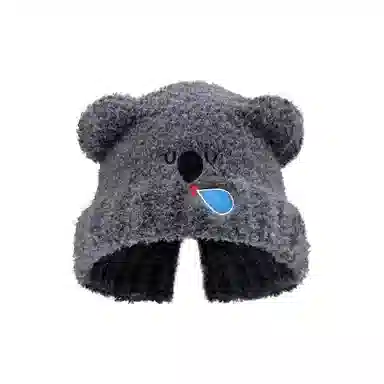 恩僾德 可爱鼻涕小熊保暖护耳针织帽显脸小 涤纶 绒线帽 男女同款情侣款