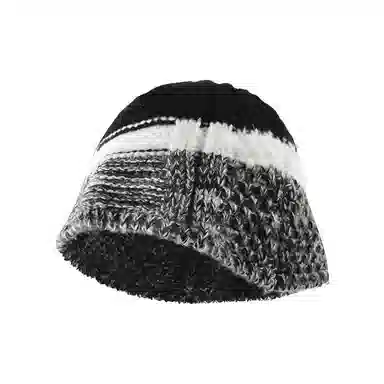 恩僾德 韩国小众复古混色拼接针织气质显脸小潮流 腈纶 绒线帽 男女同款情侣款