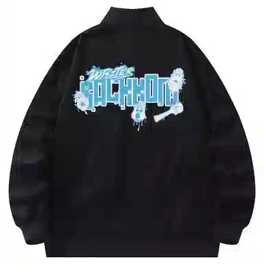 大卫贝肯 美式潮流高街复古印花字母拉链宽松百搭舒适加厚保暖防风休闲夹克 男女同款