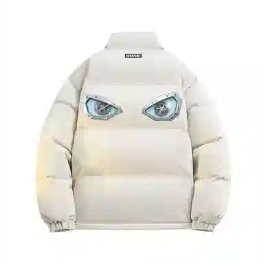 鸭鸭 学院风创意字母机械眼印花简约时尚设计运动休闲美式潮流户外通勤防风防寒蓬松舒适百搭保暖立领面包羽绒服 男女同款