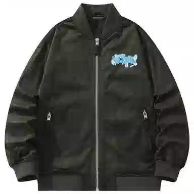 大卫贝肯 美式潮流高街复古印花字母拉链宽松百搭舒适加厚保暖防风休闲夹克 男女同款