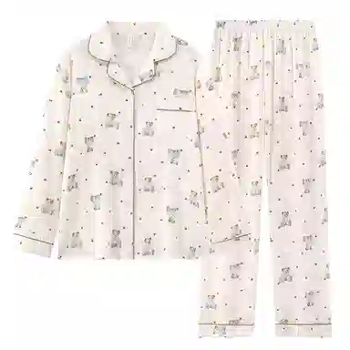 静英鸾 简约休闲时尚甜美可爱卡通小熊亲肤舒适可外穿家居服睡衣套装 女款