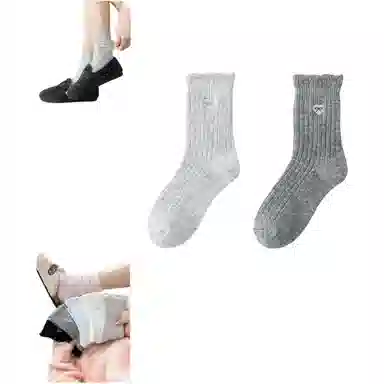 妮轻 羊毛秋冬保暖纯色简约中筒袜 女款