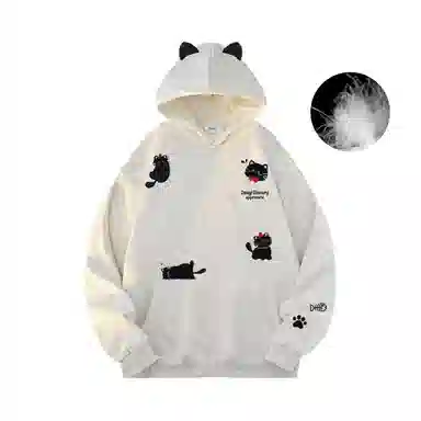 Duoyi Hooded Down Pullover Black Cat Logo