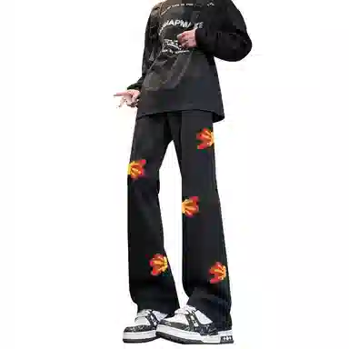 布客行 【毛巾绣刺绣钩花系列】复古巴黎柳叶弯刀美式水洗高街亲肤透气直筒阔腿休闲百搭微喇纯色显高显瘦显腿长裤弹力牛仔裤 男女同款