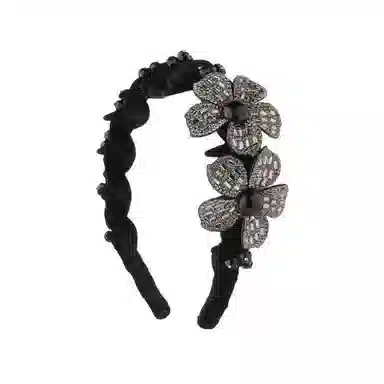 蒙妮 轻奢水钻花朵 丝绒 发箍 女款