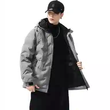 么宁 秋冬季长袖保暖棉衣褶皱感纯色连帽防寒休闲外套简约百搭舒适面包服潮流时尚棉服 男女同款