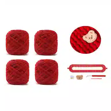 【心意满满~DIY自织】 攸委 可爱百搭小熊手工编织围巾秋冬季保暖防寒柔软毛线团材料神器 涤纶 赠朋友百搭创意绒线围脖 男女同款情侣款