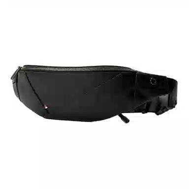 老人头 时尚休闲通勤多功能实用 牛皮 腰包 男款 黑色