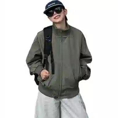 徐百货  春秋款美式潮牌双拉链立领飞行员夹克潮流宽松教练休闲工装外套棒球服 男款