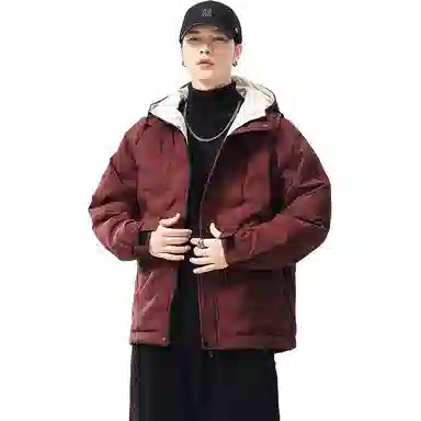 么宁 秋冬季长袖保暖棉衣褶皱感纯色连帽防寒休闲外套简约百搭舒适面包服潮流时尚棉服 男女同款