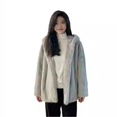 佐塞斯 高端品质轻奢天鹅绒水貂外套貂皮大衣女整貂短款连帽裘皮时尚冬季皮草 女款