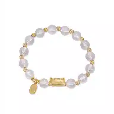 【S925银 高品质】 七七银饰 萌趣法棍招财猫 小众简约设计感 甜美可爱童真小猫咪 潮流时尚经典百搭 梦幻童话 天然 白水晶 手链 女款