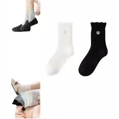 妮轻 羊毛秋冬保暖纯色简约中筒袜 女款