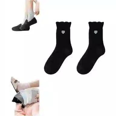 妮轻 羊毛秋冬保暖纯色简约中筒袜 女款