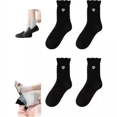 妮轻 羊毛秋冬保暖纯色简约中筒袜 女款