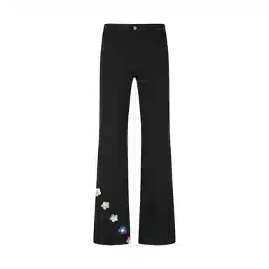 【3D立体浮雕花卉线绒刺绣黑牛】布客行 显高显瘦显腿长美式复古高街修身水洗直筒微喇基础款舒适休闲百搭弯刀弹力长裤子牛仔裤 男女同款