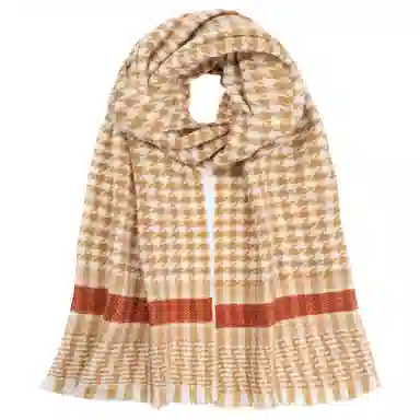 一米画纱 温暖柔软优雅舒适日式暖糯厚实色织格细腻亲肤保暖披肩青春洋气时尚 绵羊毛 绒线围巾 女款