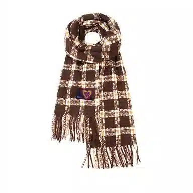 红豆 百搭格子时尚简约舒适礼盒装 定制卡片代写 涤纶 绒线围巾 男女同款情侣款