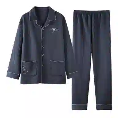 莫代尔 保暖个性时尚气质翻领开衫百搭舒适柔软细腻可外穿的家居服睡衣套装 男款