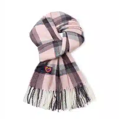 红豆 时尚经典百搭复古格纹礼盒装 定制卡片代写 涤纶 绒线围巾 男女同款情侣款