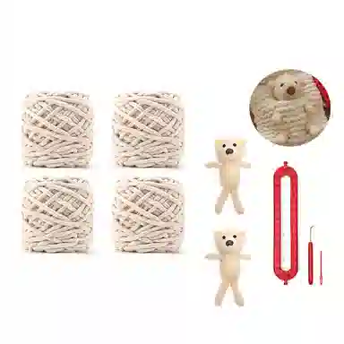 【口袋小熊~自织DIY】 攸委 可爱熊手工毛线团手织围巾秋冬季保暖防寒赠朋友心意百搭 涤纶 软糯亲肤编织材料包柔软围脖 男女同款情侣款