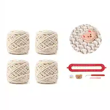 【心意满满~DIY自织】 攸委 可爱百搭小熊手工编织围巾秋冬季保暖防寒柔软毛线团材料神器 涤纶 赠朋友百搭创意绒线围脖 男女同款情侣款