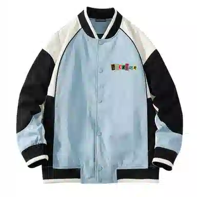 大卫贝肯 美式高街时尚潮流百搭字母印花宽松休闲撞色拼接款居家出行舒适透气夹克 男女同款