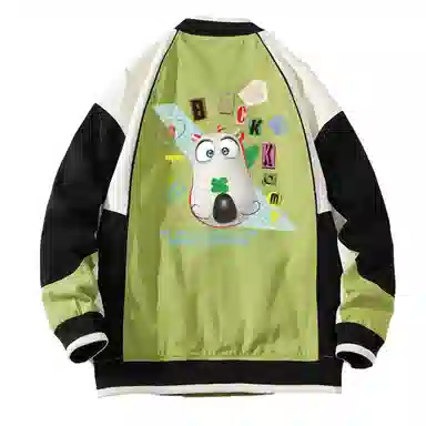 大卫贝肯 美式高街时尚潮流百搭字母印花宽松休闲撞色拼接款居家出行舒适透气夹克 男女同款