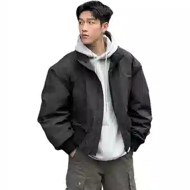 徐百货  春秋款美式潮牌双拉链立领飞行员夹克潮流宽松教练休闲工装外套棒球服 男款