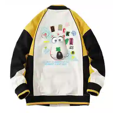 大卫贝肯 美式高街时尚潮流百搭字母印花宽松休闲撞色拼接款居家出行舒适透气夹克 男女同款