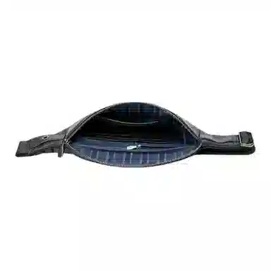 老人头 时尚休闲通勤多功能实用 牛皮 腰包 男款 黑色