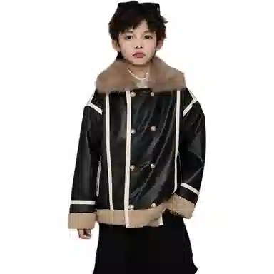 黑恐龙夹克 加绒加厚牛仔 青少年