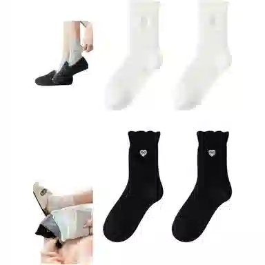 妮轻 羊毛秋冬保暖纯色简约中筒袜 女款