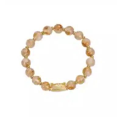 【S925银 福气满满】 七七银饰  法棍猫 萌趣甜美可爱童真招财小猫咪 轻奢精致时尚优雅 童话梦幻 小众简约  黄水晶 手链 女款