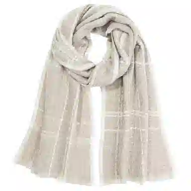 一米画纱 温暖柔软优雅舒适日式暖糯厚实色织格细腻亲肤保暖披肩青春洋气时尚 绵羊毛 绒线围巾 女款