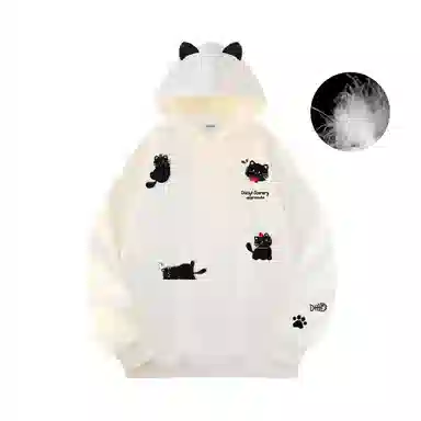 Duoyi Hooded Down Pullover Black Cat Logo
