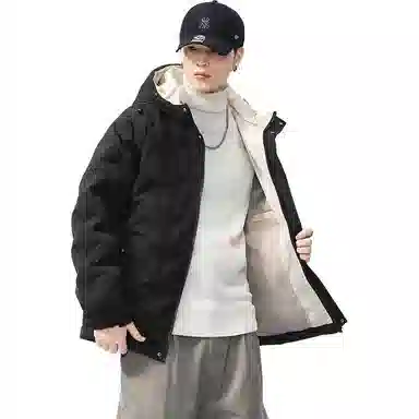 么宁 秋冬季长袖保暖棉衣褶皱感纯色连帽防寒休闲外套简约百搭舒适面包服潮流时尚棉服 男女同款