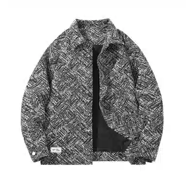 萌芽熊 美式高街系列外套格子几何提花复古小香风美拉德色系情侣工装衬衫式个性百搭潮流宽松开衫痞帅夹克 男女同款