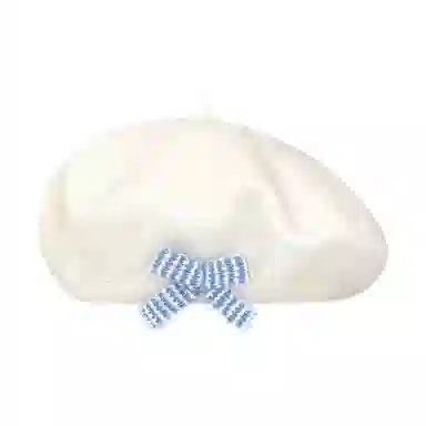 恩僾德 蝴蝶结毛呢小众百搭高颜值韩版保暖加厚显脸小蓓蕾帽#好运 聚酯纤维 贝雷帽 男女同款情侣款