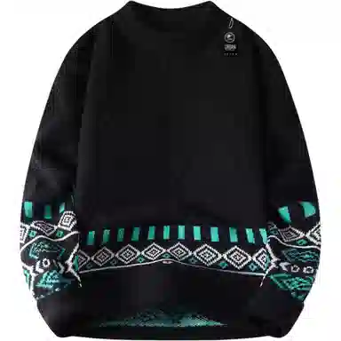 秋冬慵懒风高品质费尔岛提花与菱格元素兼具的柔软亲肤针织上毛衣 男女同款