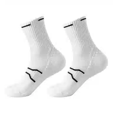 二三二三 纯色毛巾底缓震运动袜吸汗透气防臭日常通勤休闲袜舒适亲肤减压跑步健身训练袜户外骑行体育生羽毛球登山中筒袜 男女同款