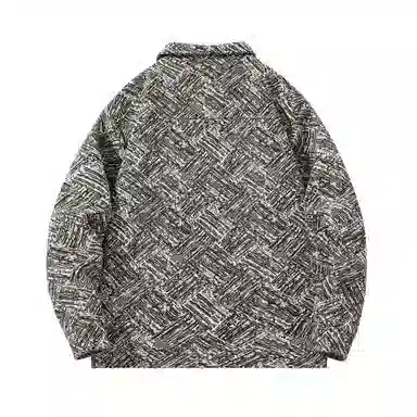 萌芽熊 美式高街系列外套格子几何提花复古小香风美拉德色系情侣工装衬衫式个性百搭潮流宽松开衫痞帅夹克 男女同款