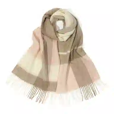 一米画纱 柔软亲肤长款加厚保暖时尚休闲气质格纹流苏潮流舒适 绵羊毛 绒线围巾 男女同款情侣款