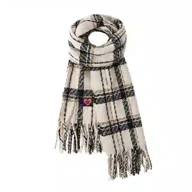 红豆 韩版复古格子百搭保暖 涤纶 绒线围巾 男女同款情侣款