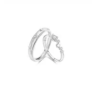 【纯银999】 凤祥囍事 老凤祥 经典百搭小众设计简约精致闪耀星球爱意满满学生日常轻奢甜蜜高级感开口可调节 足银 戒指 男女同款情侣款