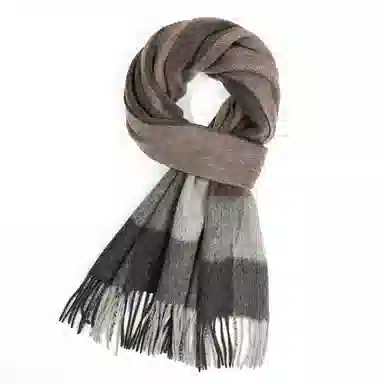 一米画纱 柔软亲肤长款加厚保暖时尚休闲气质格纹流苏潮流舒适 绵羊毛 绒线围巾 男女同款情侣款