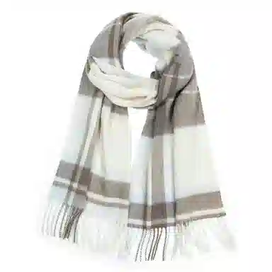 一米画纱 柔软亲肤长款加厚保暖时尚休闲气质格纹流苏潮流舒适 绵羊毛 绒线围巾 男女同款情侣款